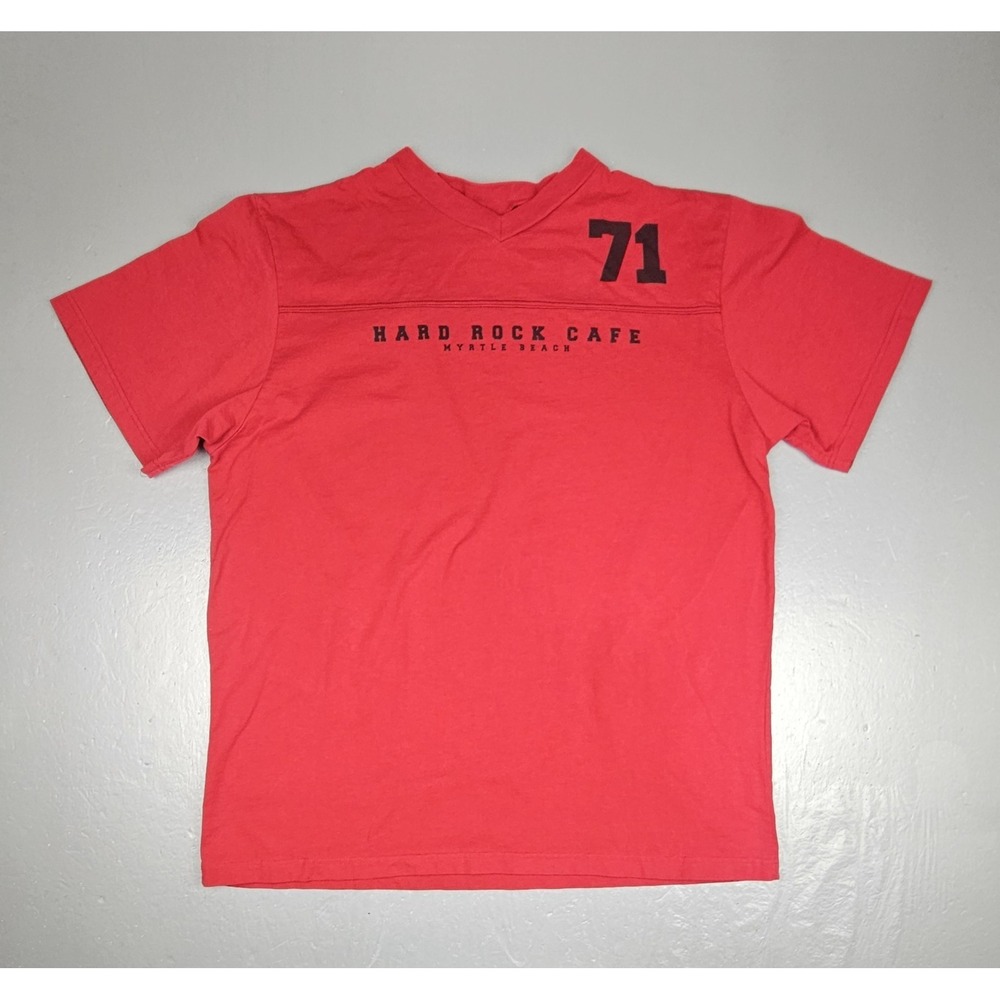 Vintage‎ Hard Rock Cafe Jersey T-Shirt Mens XXL Red Myrtle Beach V-Neck Classic